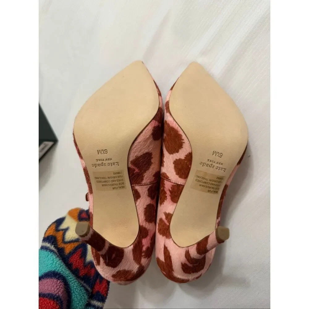 Kate Spade Pink Red Leopard Print Calf Hair NWB Women’s Size 6.5 6 1/2